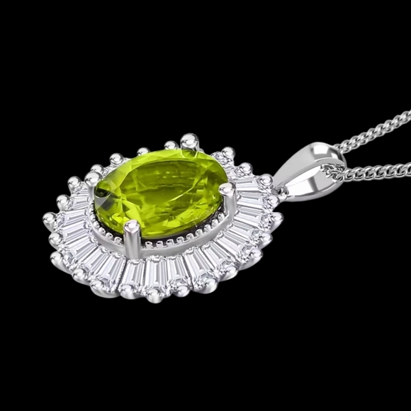 NWT RARE HEBEI CHINA PERIDOT & MOISSANITE 18" PLATINUM NECKLACE - Picture 4 of 10